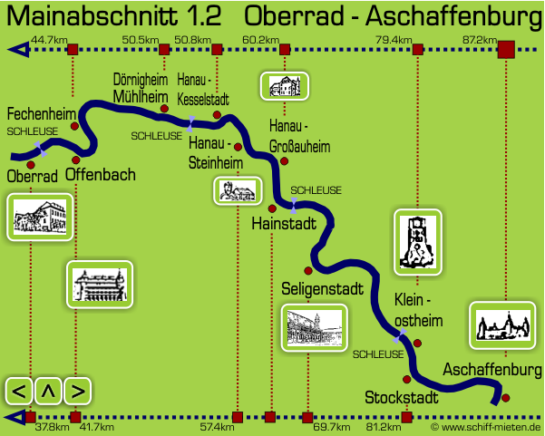 Main Landkarte Mainlauf Aschaffenburg Seligenstadt Hanau Offenbach